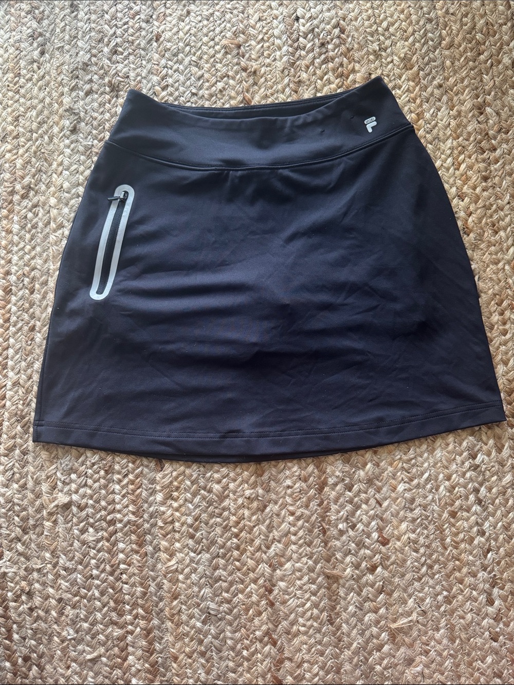 Fila Black A-Line Athletic Skort with Reflective Zip Detail